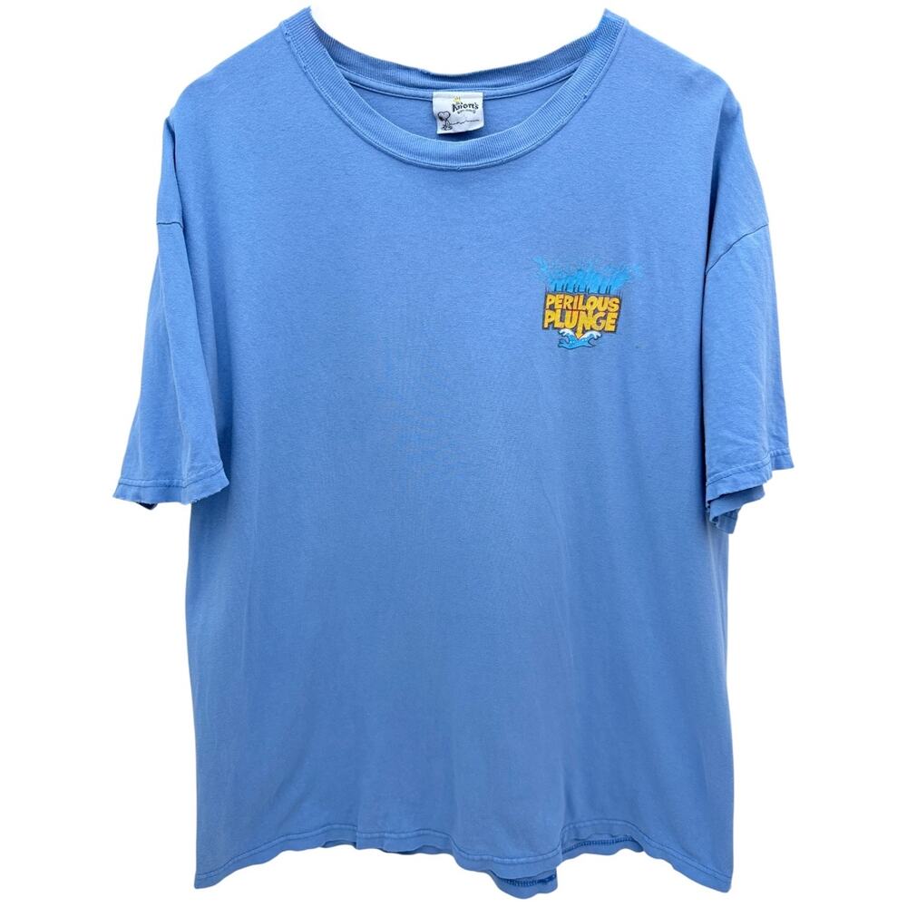 Knott’s Berry Farm Perilous Plunge T Shirt Mens Large Blue Graphic Tee